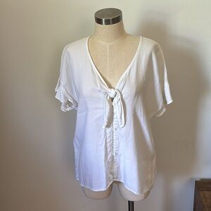 White Cloth and Stone cotton button up tie front top